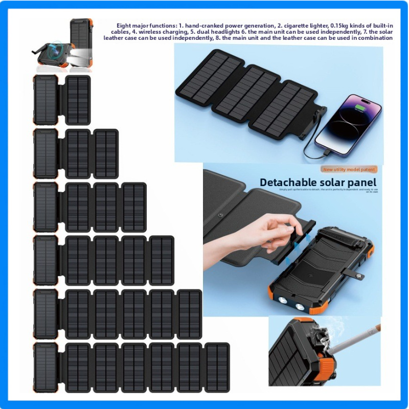 Xiaomi Outdoor Power Supply - Handkurbel-Solar-Powerbank 20000mAh mit 6 Solarpanels, kabelloses