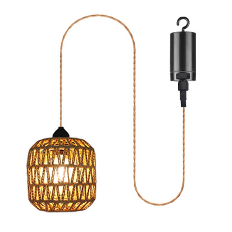 Outdoor Power For Gazebo - TFORU-Batteriebetriebener Außen-Kronleuchter, Geflochtene Rattan-Pendelleuchte für Pavillon,