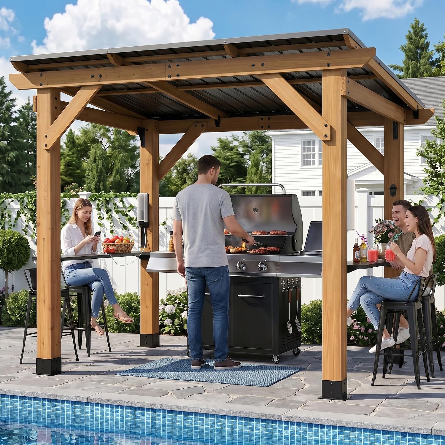 Zedernholz-Grillpavillon 6x8 F – Outdoor Power For Gazebo Bewertung und Preis
